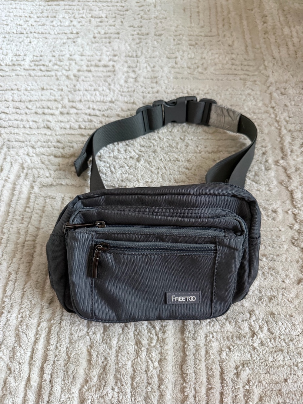 FREETOO Gray Multi Pocket Waist Pack Fanny Pack Belt Bag Travel Utility